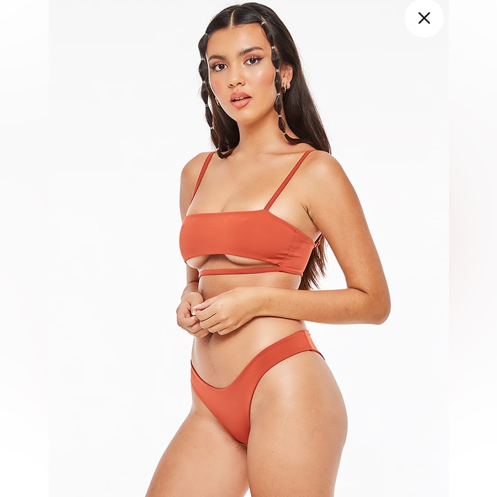 Indah Leann cutout Burnt Orange Bikini Swim Top XL